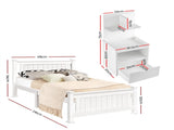 Artiss King Single Bed Frame and Bedside Table White WBED-004KS-FURNI-P16-AB