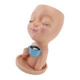 Resin Face Plant Pot Creative Cute Small Drinking Coffee Succulent Planters with Drainage Hole for V1294-YM0901-3115240016712