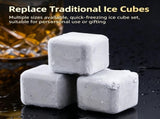 Reusable Metal Chilling Ice Stone Kit Halloween Party Gift Gold Square 6Pack with Silicone V1221-XM-LB8068-GM221