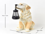 Solar Dog Garden Statue with Lantern Waterproof Resin Puppy Ornament for Outdoor Patio Pathway V888-ELOSUNG43354