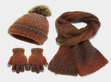 Unisex Winter Set Knit Hat Scarf Touch-Screen Gloves Winter Accessories Warm - Purple - Size L V1347-939-38082-PUR-L