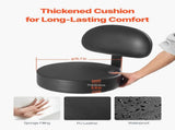 Round Rolling Stool, PU Leather Rolling Stool with Backrest, 360&deg Swivel Drafting Stool with V952-YDHSJSYXYKBWDYI0TV0
