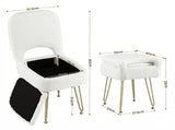 Artiss Storage Ottoman Vanity Stool Foot Stool Folding Back White FS-D-BACK02-WH