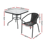 Gardeon Outdoor Dining Set 5 Piece Steel Stackable Chairs Table Patio Furniture FF-DINING-5CLS-SQUARE-AB