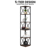 Sarantino Nora 5-Tier Corner Bookshelf - Walnut Black RCK-145-03-WLB