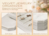 Velvet Ring Storage Box, Octagonal Rectangle Jewelry Display Case with Lid, Earring Organizer, 8.1" V1192-AZ-W-18455