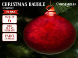 Christabelle Large Red Glass Baubles 6 Pcs with Faint Crackle Pattern Balls Christmas Tree Deco 112_YAN215S6