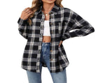Women Flannel Shirts Shacket Black and White XXL V1369-AZ3-W-12912