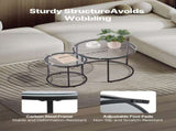 Nesting Coffee Table Set of 2, 600 mm Round Coffee Table, Glass Nesting Tables for Small Place, V952-QTZTBYXKJTT2PVR8P001V0