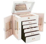 CARLA HOME 6-Layer Large Jewelry Box for Women withDrawers, Mirror, Lock, Necklace Hooks & Side V178-36226