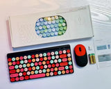 Wireless Keyboard & Mouse Combo - Retro Round Keycaps, 2.4GHz Ergonomic Design V888-ELOSUNG35107