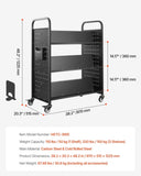 VEVOR Rolling Library Book Cart, 150 kg Capacity, 97 x 51.5 x 122.5 cm Library Cart, Double Sided V952-WXTSGTCH330LMU071001V0