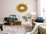 22 Inch Bright Yellow Forsythia Flower Wreath for Front Door, Spring Artificial Flower Wreath for V1258-DP02-C-2655