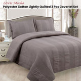 Lewis Mocha 3 Pce Lightly Quilted Polyester Cotton Coverlet Set Queen V442-STT-COVERLET-LEWIS-MOCHA-QS