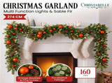 Christabelle 2.74m Sable Fir Christmas Garland Pre Lit Multi Function LED Timer Mantel Staircas 112_SENSF274