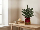 Christabelle 45cm 1.5ft Potted Christmas Tree Decorations Gift Pack Hessian Red Gold Baubles Fe 112_HZ701