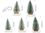 7PCS Christmas Decorations Mini Sisal Christmas Trees Pine Trees Ornaments with Lamp and Wooden Base V1294-YM0523-10322468