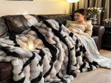 Class A Rabbit Fur Blanket Thickened Blanket Warm Blanket Home Decor Blanket - Gray - Size M V1347-114-50076-GRY-M200-230CM