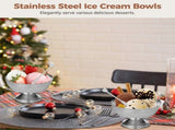 12PCS Stainless Steel Ice Cream 6.8 oz Metal Dessert Cups with Forks, Reusable Salad Serving V1369-AZ3-W-08819