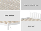 Artiss Bed Frame Double Size Wooden White SOFIE WBED-D-001D-WH
