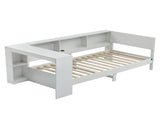 Artiss White Single Solid Wood Corner Platform Bed Frame with Built-in Desk, Storage Shelves and WBED-F-DESK-S-WH-AB