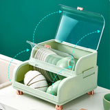 Draining Bowl Rack Plastic Tableware Drainer Storage Box Dish Chopsticks Drying Box with Lid Light V1294-YM0716-3118220158713