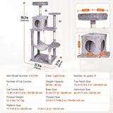 Cat Tree 143 cm Cat Tower with Cat Condo Sisal Scratching Post Light Grey V952-DXSMS6C1FQH0BQP06V0