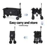 Gardeon Garden Cart with Opening Rear Black GCT-FABRIC-SIDE-120KG-BK