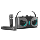 Wireless Bluetooth Karaoke Speaker with 2 Microphone Home KTV Set Grey V1263-JX-6966-1