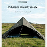 3x5m Green Multi-Purpose Outdoor Tarp - 19 Anchor Points Waterproof Rain Fly with Blackout Coating, V888-ELOSUNG56748