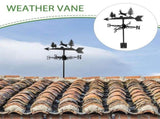 Wrought Iron Deer Weathervane Roof Mount Outdoor Yard Decor with Accurate Wind Direction V1370-AZ4-14824