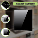 Toughened 60cm x 75cm Black Glass Kitchen Splashback V63-800187