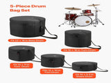 5-Piece Drum Case Set, 600D, Padded Drum Bags for Bass, Tom, and Snare, Thick Padding, Lightweight V952-GSNBNJB5JTJZ56BHD001V0