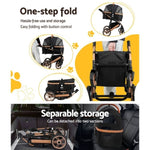 i.Pet Pet Stroller Dog Pram Large Cat Carrier Travel Foldable Pushchair 4 Wheels PET-STROLLER-110-BK