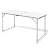 Aluminium Folding Portable Garden Camping Picnic BBQ Table Height Adjustable 120 x 60 cm - white V610-ALUTAB-120-WHI