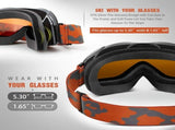 OutdoorMaster OTG Ski Goggles - Over Glasses Ski/Snowboard Goggles for Men, Women & Youth - 100% UV XFOM-OM52019-PUOE