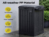 Gardeon Outdoor Trash Cans Polypropylene Patio Hideaway Bin 110L Black OTC-110L-BK