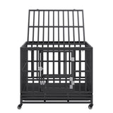 Heavy Duty Dog Crate 38 in Metal Dog Kennel with Wheels and Removable Tray V952-GLSYSDXPF3742TS8BV0