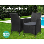 Gardeon Outdoor Dining Chairs Patio Furniture Wicker Garden Cushion Idris 2PC ODF-CHAIR-630-BK-2X