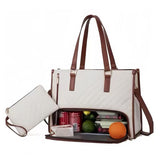 2 in 1 Lunch Laptop Tote Bag 15.6 Work Bags for Women Teacher Nurse Casual - White V1263-JX-8122-6