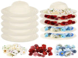 70PCS DIY Straw Hat Kit, Tea Hats, Paintable Blank Sun Caps with 60 Assorted Faux Flowers, V1369-AZ3-W-08860