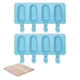 Set of 2 Silicone Ice Cream Molds,8.4x4.9In Reusable Ice Pop Molds with 100Pcs Wooden Sticks,Easy V1189-WXFWAL-20260319-00195