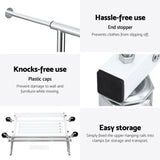 Artiss Clothes Rack Double Rod Airer Rail Coat Stand Adjustable Hanger HANGER-149H-D-SI