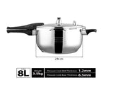 8L Commercial Grade Stainless Steel Pressure Cooker STAINLESSSTEELPRESSURECOOKER8L