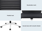 Artiss Ergonomic Office Chair Mesh Computer Desk Chairs with Lumbar Support, Height Adjustment OCHAIR-L-2014-WH-BK
