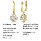 Elegant Four-Leaf Clover Moissanite Drop Earrings in Gold-Toned S925 Silver, Featuring 66 VVS1 V1341-ZY-9UH8V5ES-MOISSANITE-PREMIUMS925