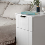 PORTO BEDSIDE TABLE - WHITE - VJ PANEL - PULL BLACK V164-ECS13WVB03B