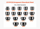 3/4 in Drive Impact Socket Set, 21 Pieces SAE 3/4 in to 2 in, 6 Point Cr-V Alloy Steel for Auto V952-CJ1CRV2134SAERCDUV0