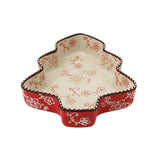 Christmas baking dish, ceramic baking ware, festive tableware, food-grade baking dish, V1106-122-70097-GRN-800ML