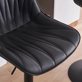 SERENIT Black Modern Height Adjustable Swivel Bar Stools Upholstered Leather Barstool Kitchen V255-BS8409-BLACK